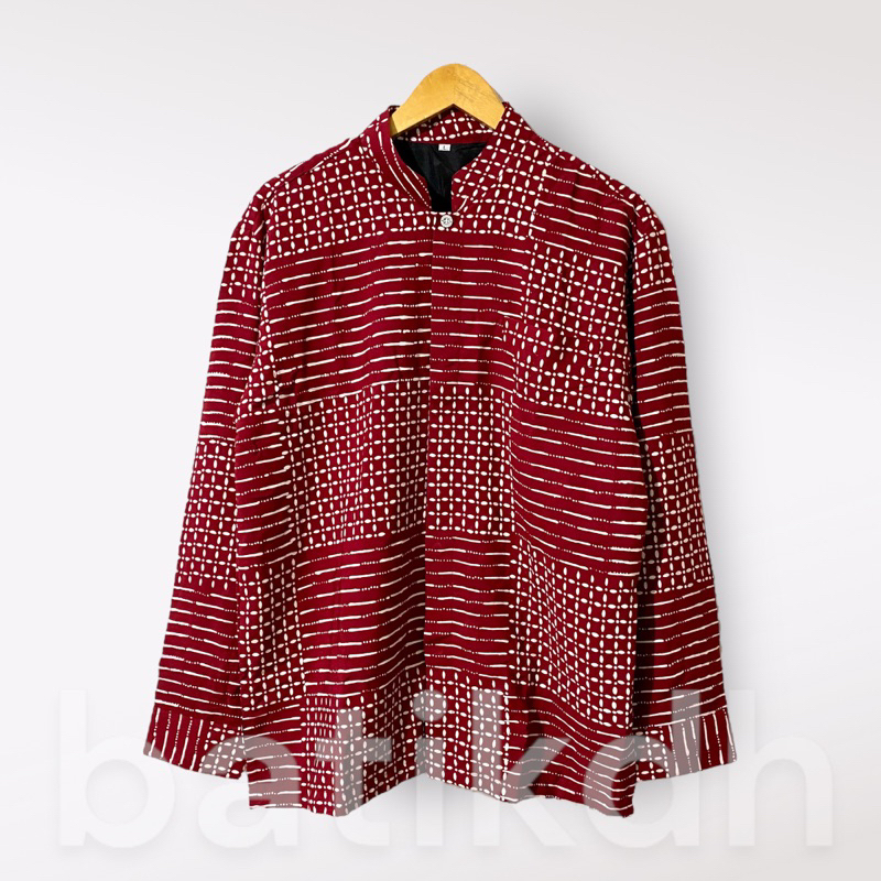 Batikdh Kemeja Chiangi Pria Lengan Pendek Batik Jumputan Handmade Solo Lapis Furing