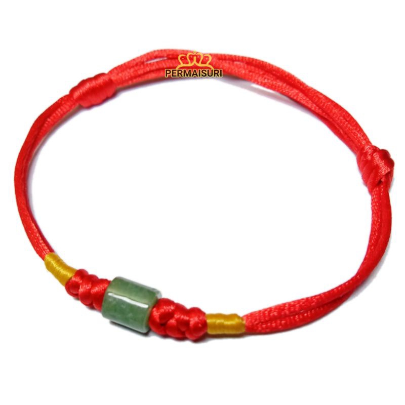 Giok Asli Gelang Tangan Giok Burma Pancawarna Balutan Benang Mas Original Giok Burma