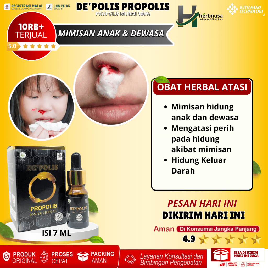 de'polis propolis brazil solusi untuk mengobati mimisan, obat mimisan hidung anak dan dewasa, obat h
