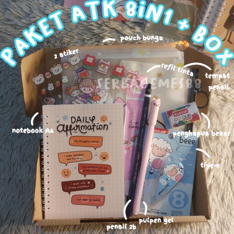 

Produk Hemat serbagemes88 SET ALAT TULIS 8IN1 LENGKAP DENGAN TIPEX DLL STATIONERY SET HADIAH LUCU HAMPERS KADO GIFT BOX PAKET ALAT TULIS ALAT TULIS SET STATIONERY SET AESTHETIC STATIONERY SET FANCY ALAT SEKOLAH KADO UNIK UNTUK CEWEK B