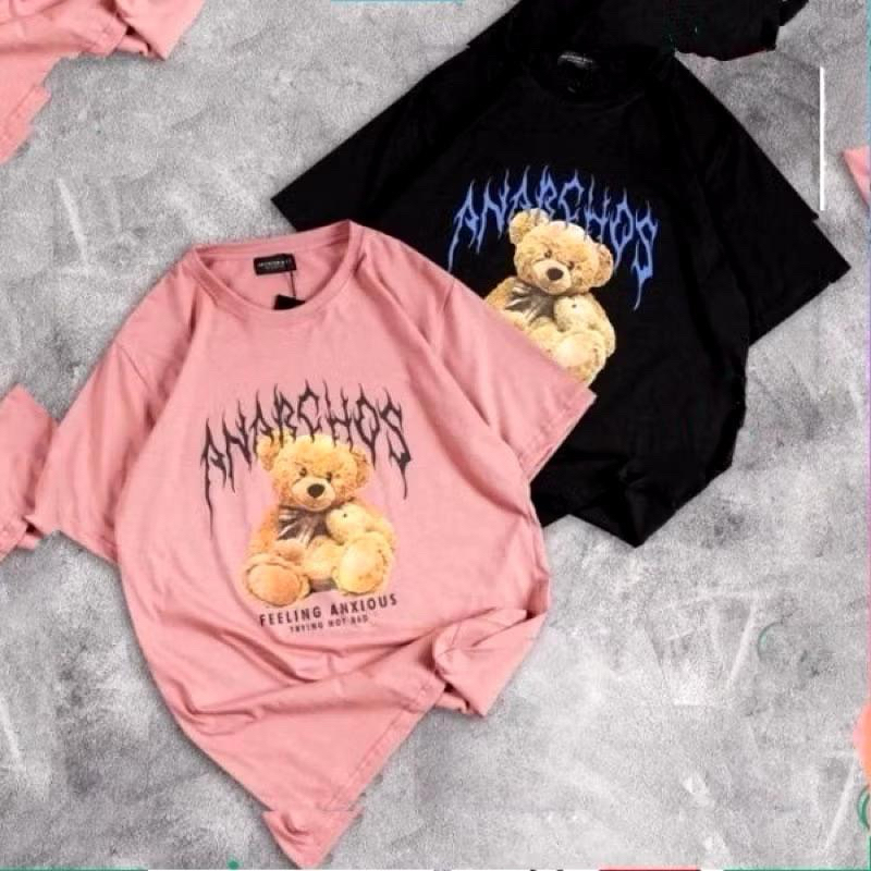 KAOS CEWEK OVERSIZE BEAR ANARCHOS LENGAN PENDEK