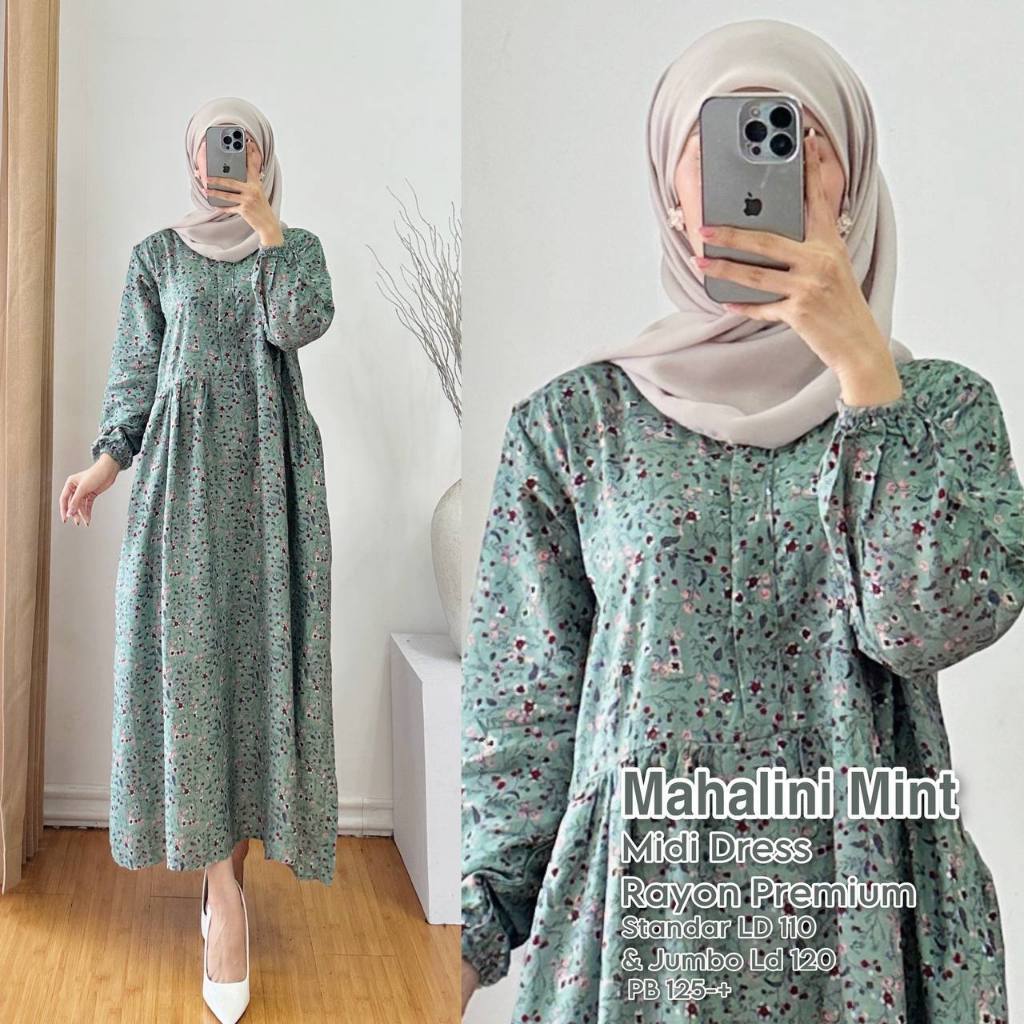 Midi dress wanita /Dress Korean style /Midi Dress Muslim /baju gamis wanita / Midi dress Rayon/ Midi