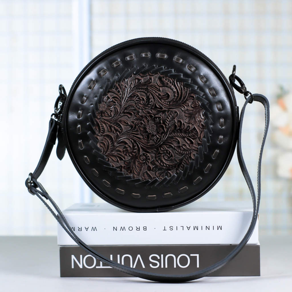 NOVARA Tas kulit sapi kombinasi motif Batik Cewek Wanita