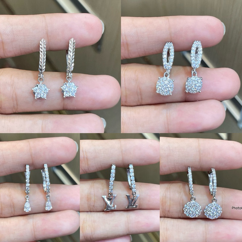 Anting jepit putih emas kadar 375%/8k