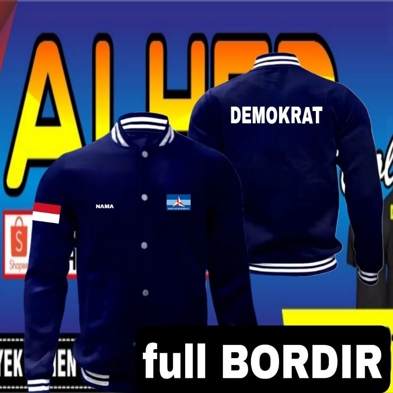 jaket bordir partai Demokrat jaket demokrat jaket kerja partai DEMOKRAT jaket seragam partai DEMOKRA