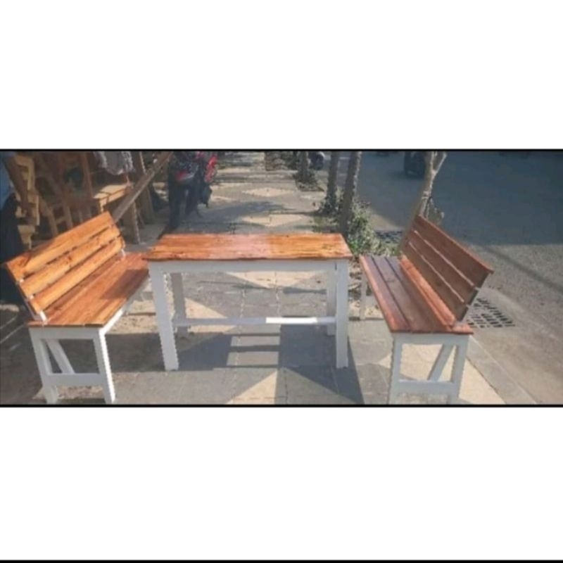 1 Set Meja dan Kursi Sandaran | Meja Kursi Sandaran Warkop | Meja Kursi 1 Set Sandaran | Kursi Meja 