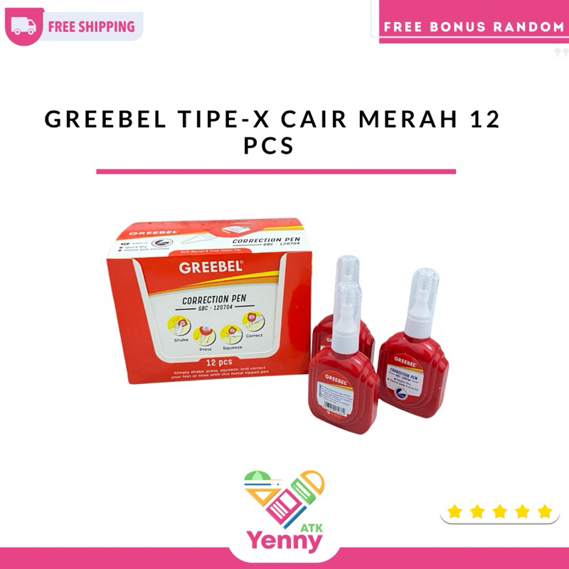 

Greebel Tipe-X Cair Metal Tip Merah | Greebel Tipe-X Cair 12 Pcs | Tipe-X Cair Cepat Kering&Soft Barrel