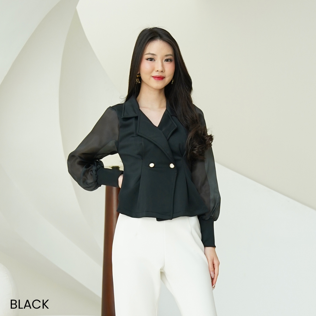 48. FWB Blazer Organza Wanita - Blazer Outer Wanita Kerja Kantor - Stylish dan Elegan