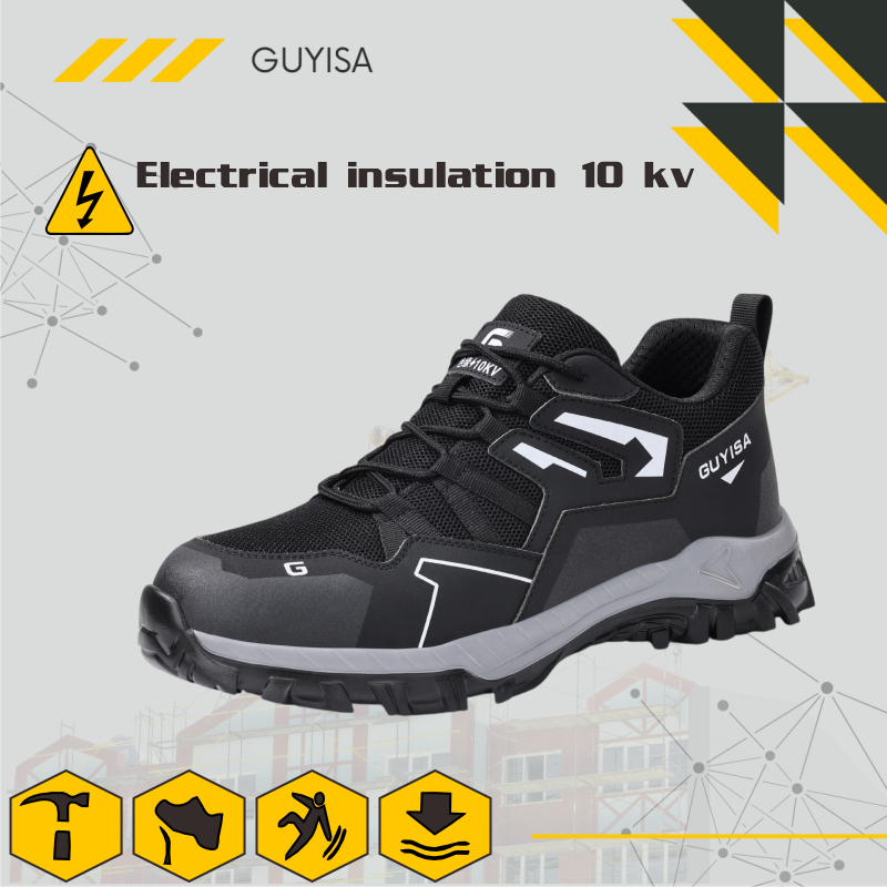 New // Guyisa Sepatu Sneakers Safety Sport Black Metal Sepatu Safety Sport Sepatu Kerja Sepatu