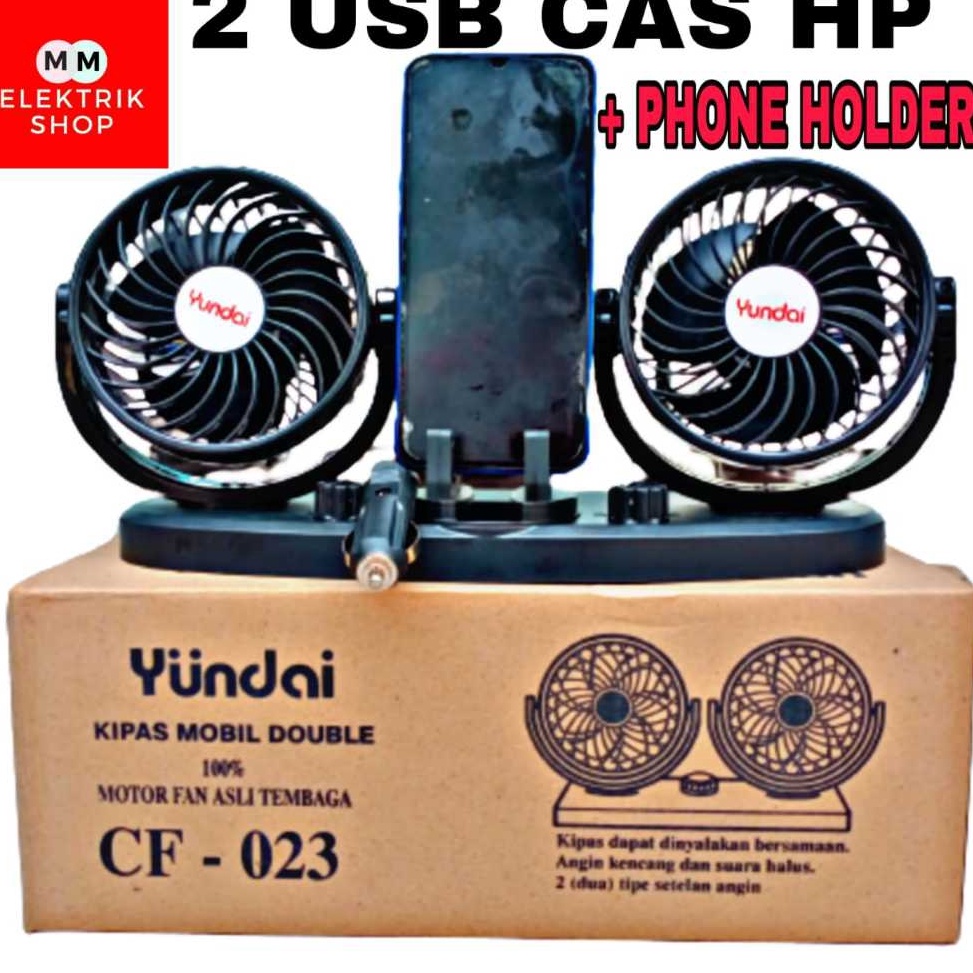 VIRAL kipas Angin Mobil 2 Usb Phone Holder 24Volt YUNDAI