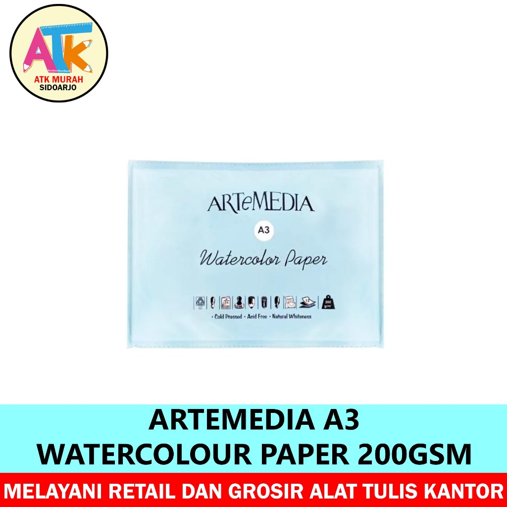 

ARTEMEDIA A3 WATERCOLOUR PAPER 200GSM