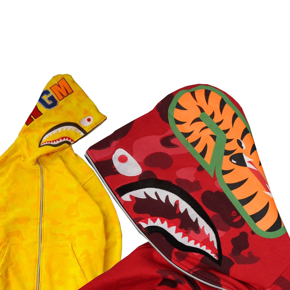 JAKET FULL HOODIE BAPE SHARK WGM FULL BORDIR FULLPRINT