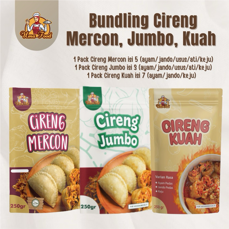 

BUNDLING 3 CIRENG MERCON, JUMBO, KUAH UMAFOOD