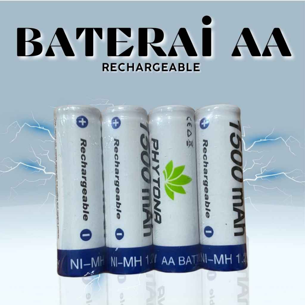Jalanterangshop17 Baterai Cas Isi Ulang Aa-1500 Original Phytona 1500Mah 1.2Volt Rechargeable Sni