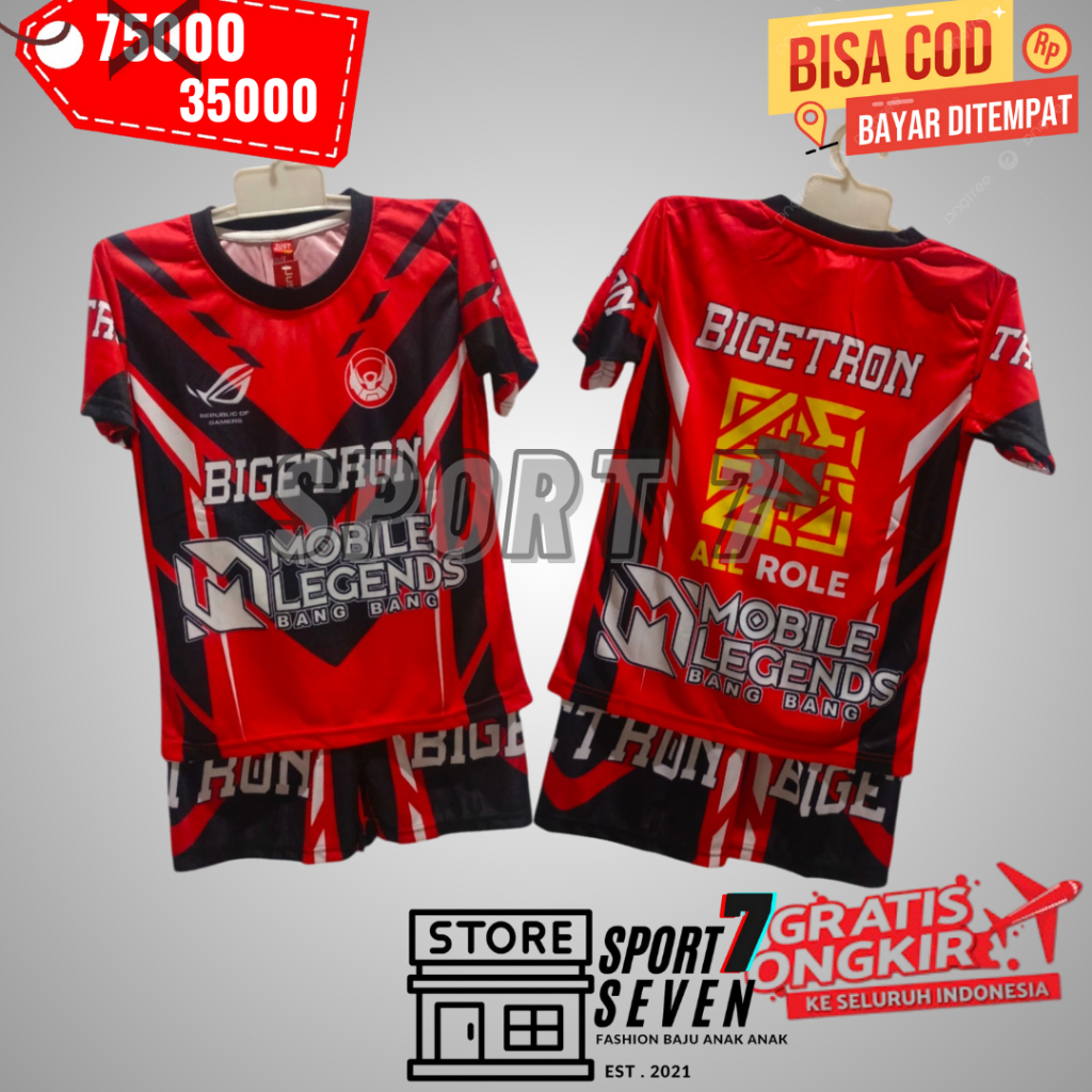 SPORT 7. setelan baju kaos gaming mobile legend/ baju anak laki laki gamers bigetron