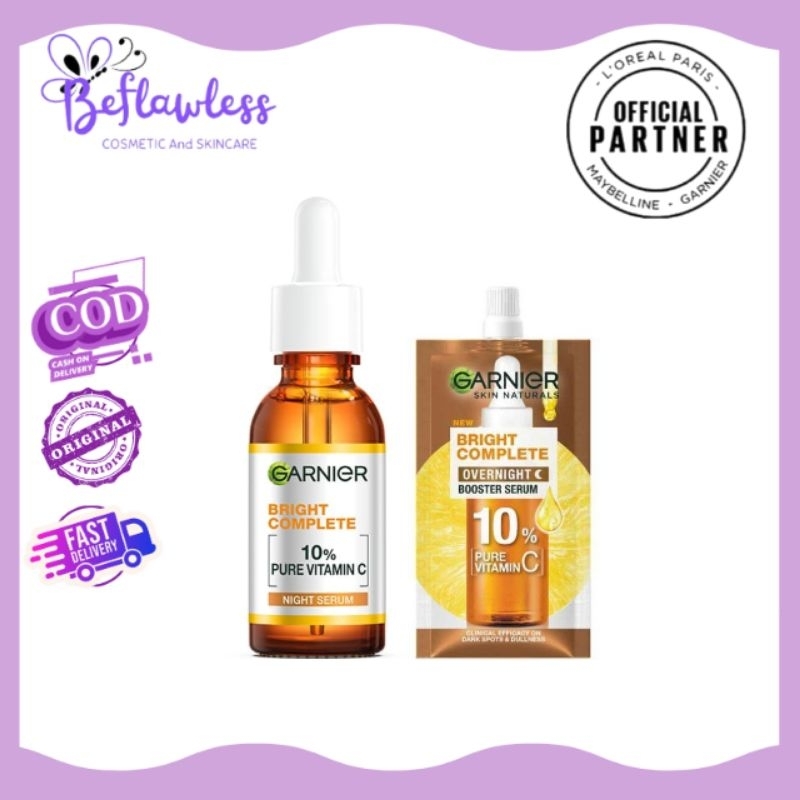 Garnier Bright Complete Overnight Vitamin C Serum || Serum Malam