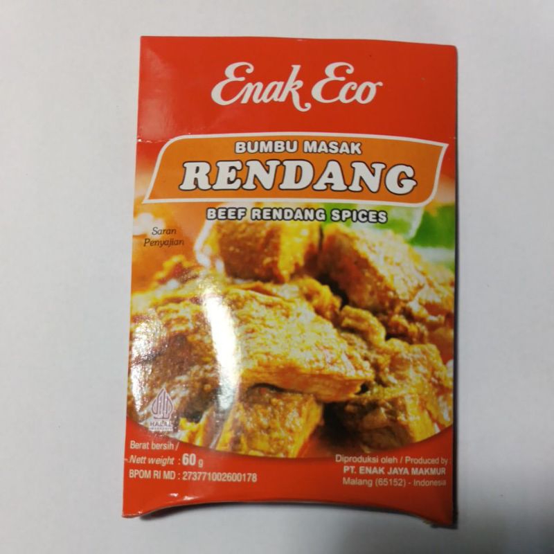 

Enak Eco" Bumbu Masak RENDANG, berat bersih 60gram