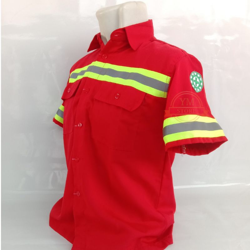 baju safety lengan pendek/baju Safety k3/ baju Safety warna merah