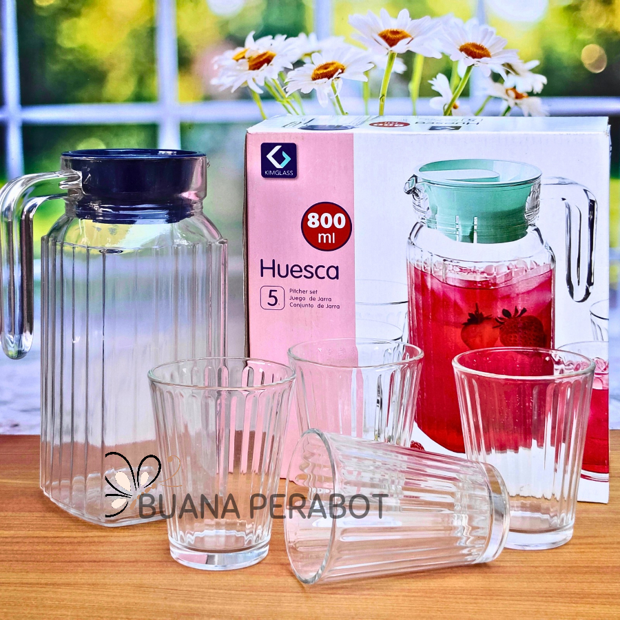 Pitcher Set 5 in 1 Kimglass murah Teko Drink Set Kado Isi 5 Pcs Bahan kaca - Teko kaca Set Cantik mu