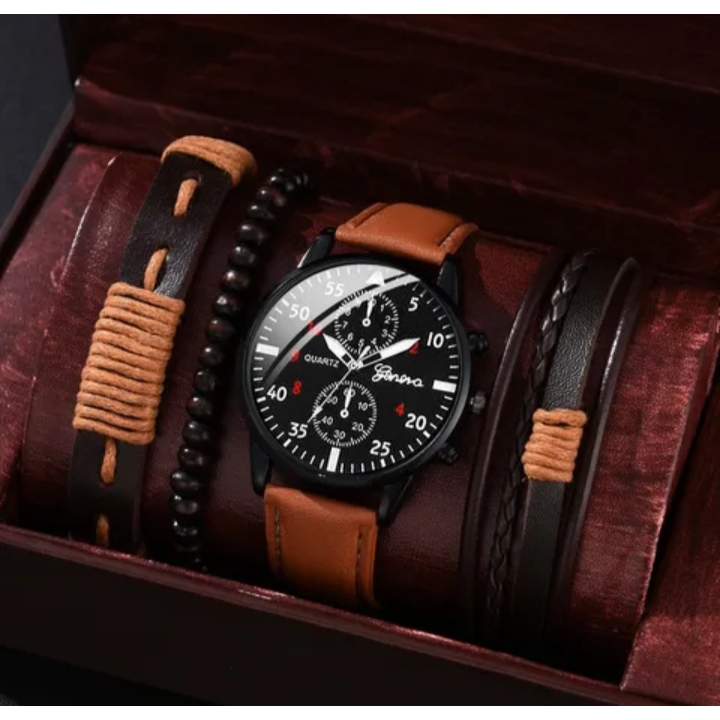 Sunlifex Jam Tangan Pria Original Anti Air Kuarsa Tali Kulit Jam Tangan Cowok (Free BOX)