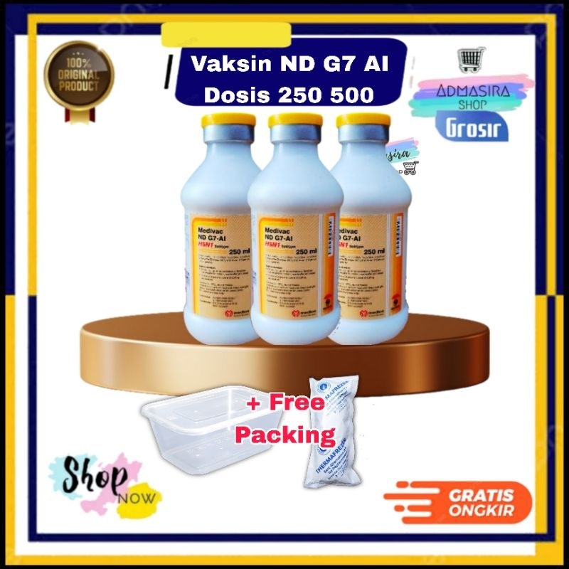 Vaksin ND G7 AI H5N1 250ml 500ml Dosis 500 ekor dan 1000 ekor Mencegah Ayam Tetelo Aratan Kepala Mem