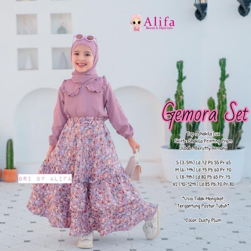 Gemora Set Kids by Alifa | One set rok anak Usia 2 - 12 Tahun