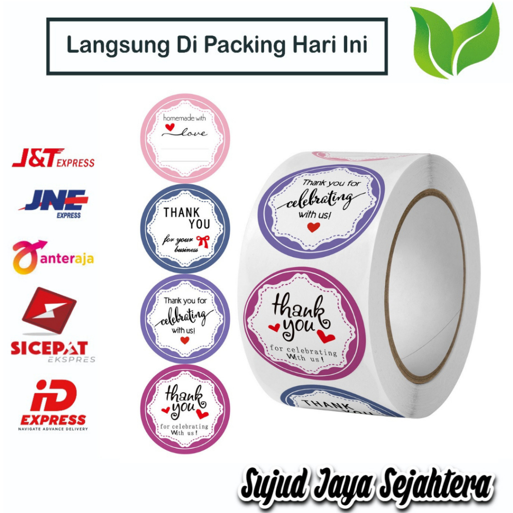 

34. STICKER THANK YOU STICKER TERIMA KASIH (MODEL RANDOM U) 1 ROLL ISI 500 PCS TINGGAL KUPAS DAN TEMPEL