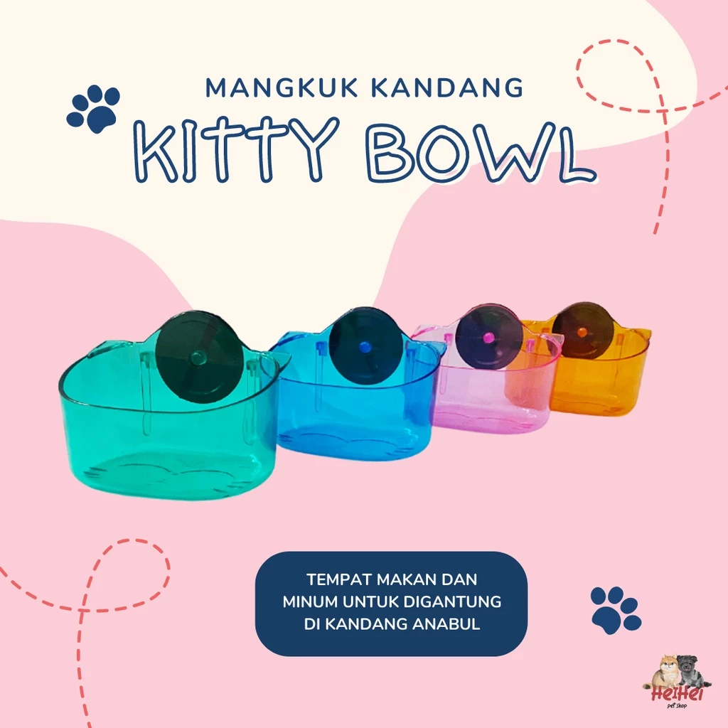 Tempat Makan Gantung Kandang Kucing Anjing Hewan Single Kitty Transparant Bowl - Mangkuk Makan Jepit