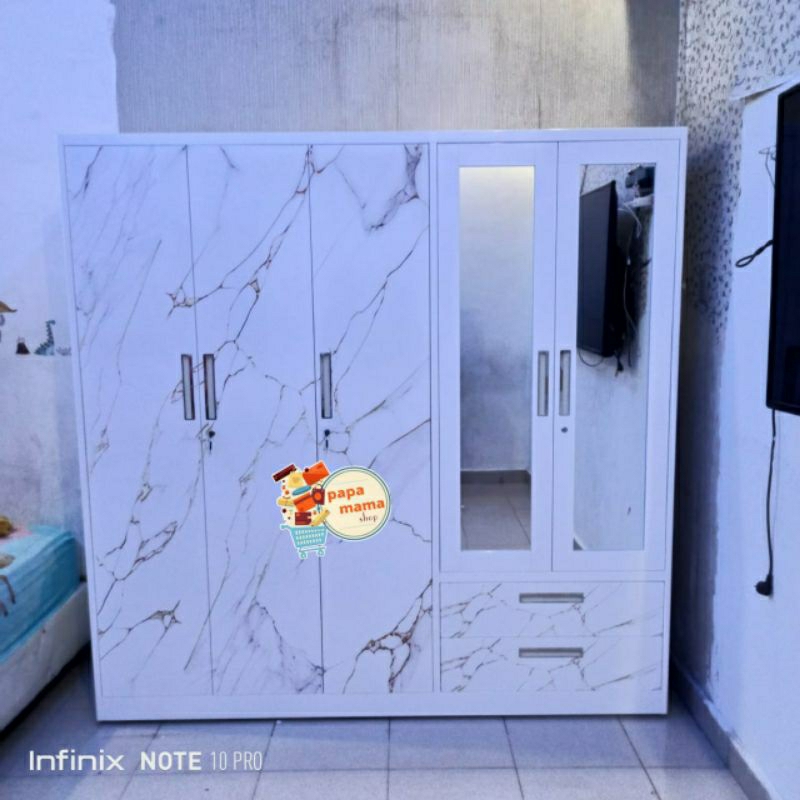 Lemari Pakaian 5 Pintu Cermin Fullbody Lemari Baju Pakaian Plat Besi - Medan