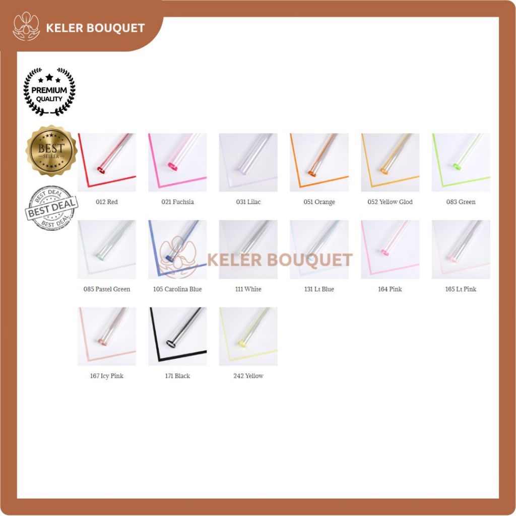 

(Isi 20 Lembar) Flower Wrapping Paper OPP Transparan List Warna Kertas Buket Bunga Cellophane