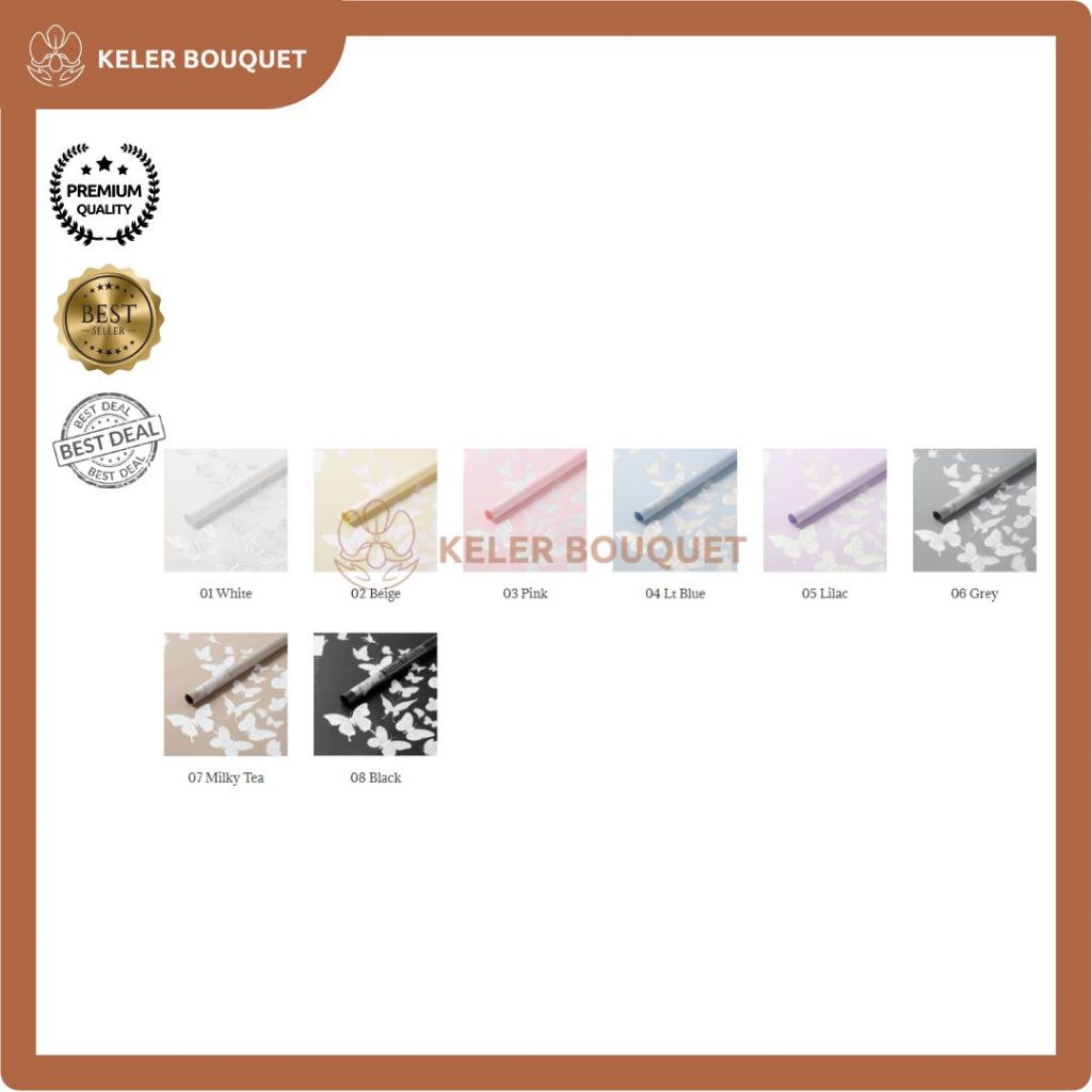 

(Isi 20 Lembar) Kertas Wrapping Buket Bunga Cellophane Bouquet Corak Kupu-Kupu Butterfly Motif
