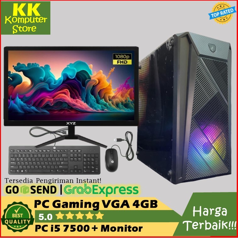 pc gaming i5 7500 fulset monitor |vga 4gb ddr5 [ pc rakitan gaming i5 7500 |ram 16g |vga 4gb ddr5 ]
