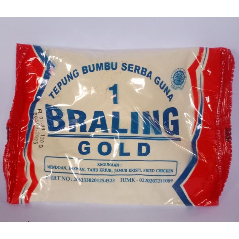 

Tepung Mendoan Serbaguna Braling Gold. Siap untuk digunakan. Berat 130 gram. Beli 1 bungkus tetap dilayani dan free packing kardus..