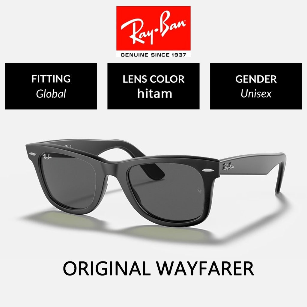 [100% Ori] kacamata Ray-Ban Sunglasses Original Wayfarer Classic RB2140 Global Fitting Pria/Wanita