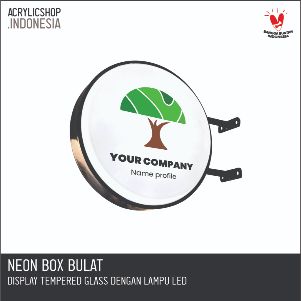 Neon Box Bulat Murah 2 Sisi / Neon Box Akrilik + Lampu LED