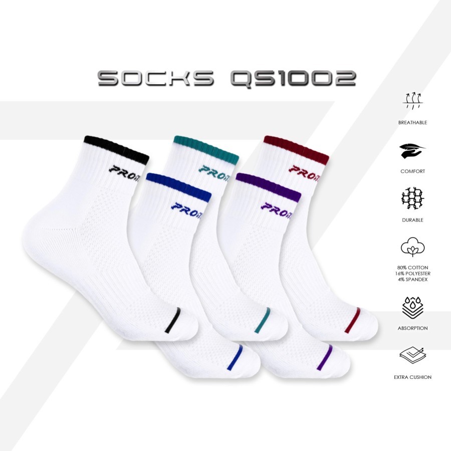 Kaos Kaki Badminton PROTECH Cotton Quarter Sport Socks (QS1002)