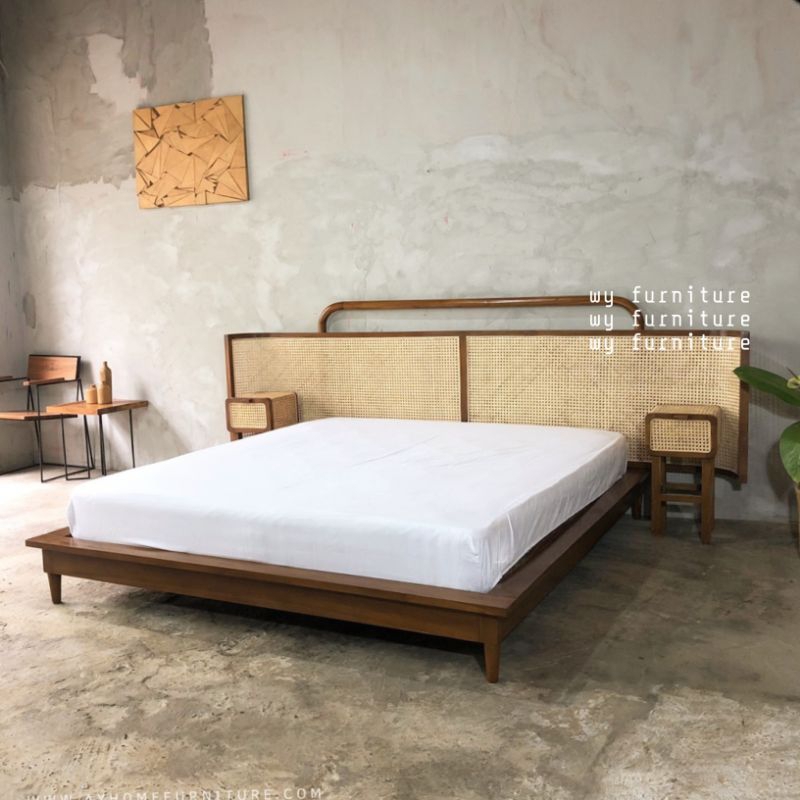 dipan minimalis kayu jati rotan, dipan kayu jati, dipan murah kayu jati