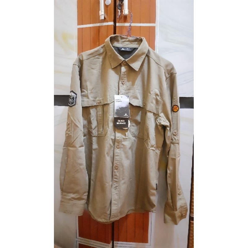 kemeja ambition tropic black borneo khaki