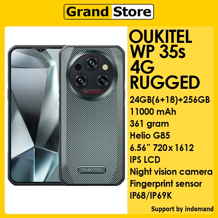 OUKITEL WP35s 4G RAM 24GB+256GB ROM Android 14 6.56" IPS LCD 720 x 1612 11000mAh Rugged Smartphone