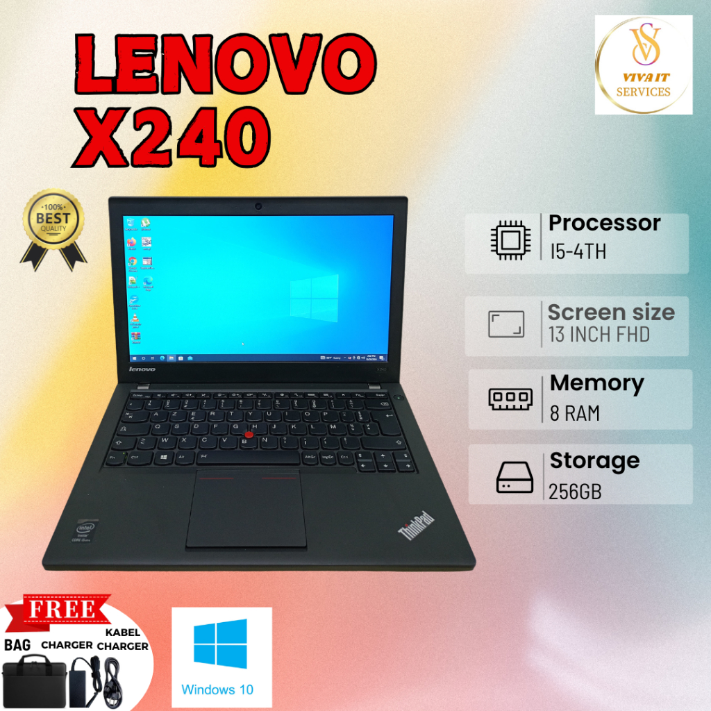 LAPTOP LENOVO X240 INTEL CORE I5-4TH GEN RAM 8GB/256GB-SSD