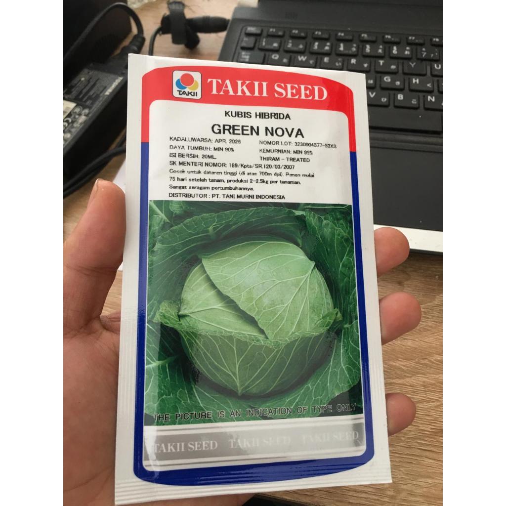 Benih kubis GREEN NOVA 20ml, kubis hibrida greennova TAKII SEED