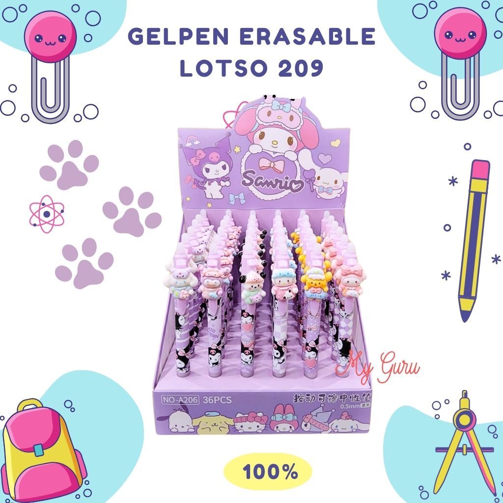 

[PCS] FANCY GEL PEN ERASABLE KARAKTER SANRIO KUROMI / PULPEN CETEKAN KARAKTER LUCU 0.5MM