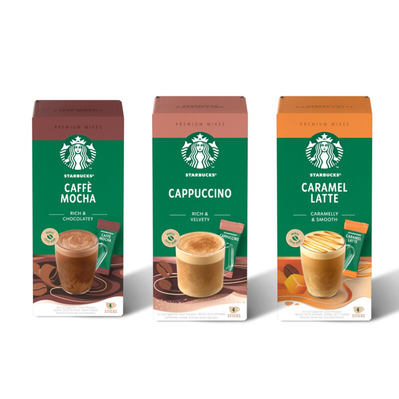

Starbucks Kopi Instan Premium isi 4 Cappuccino / Caramel Latte / Caffe Mocha