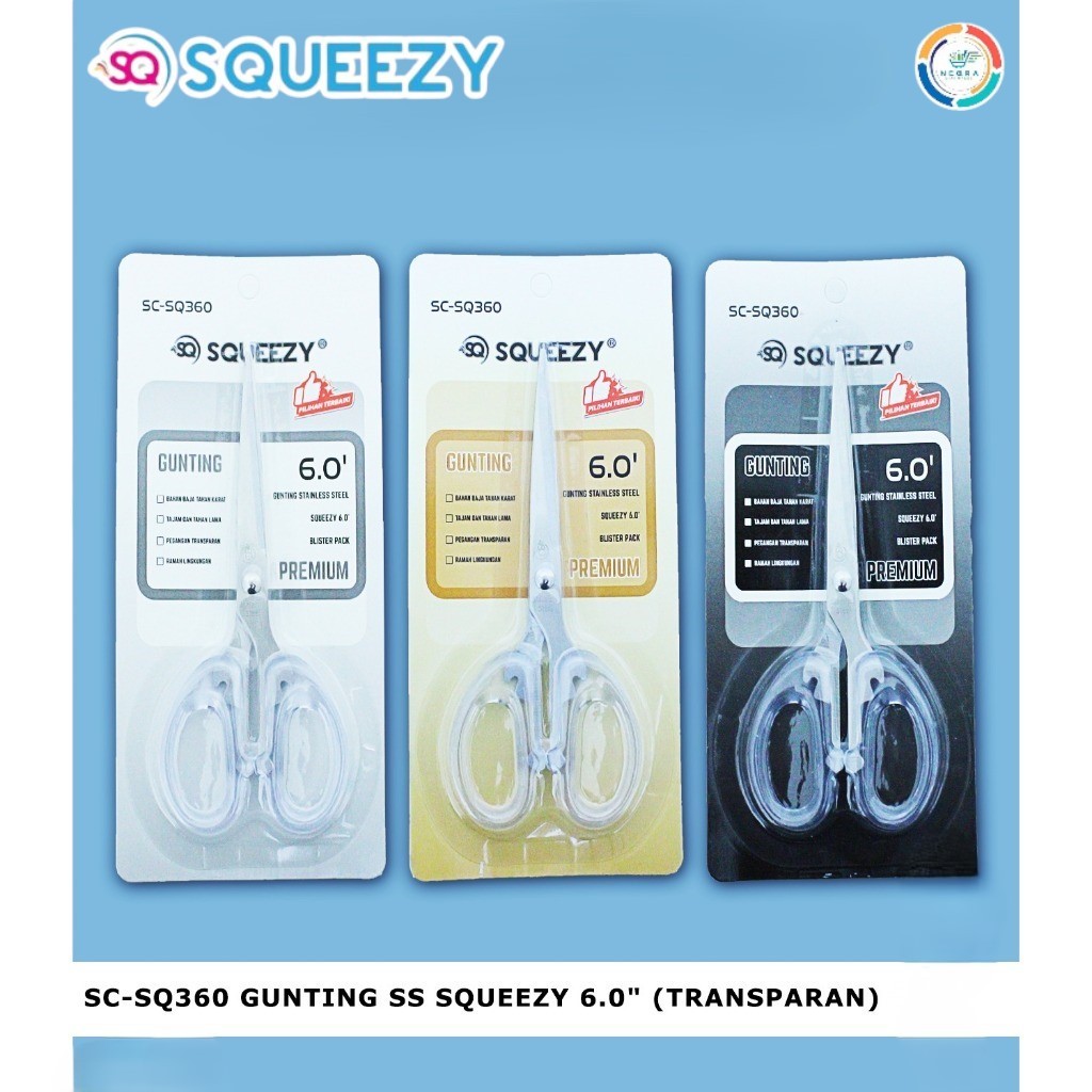 

Squeezy Gunting Murah Transparant 6 Inch SC SQ-360 @ 1Pcs