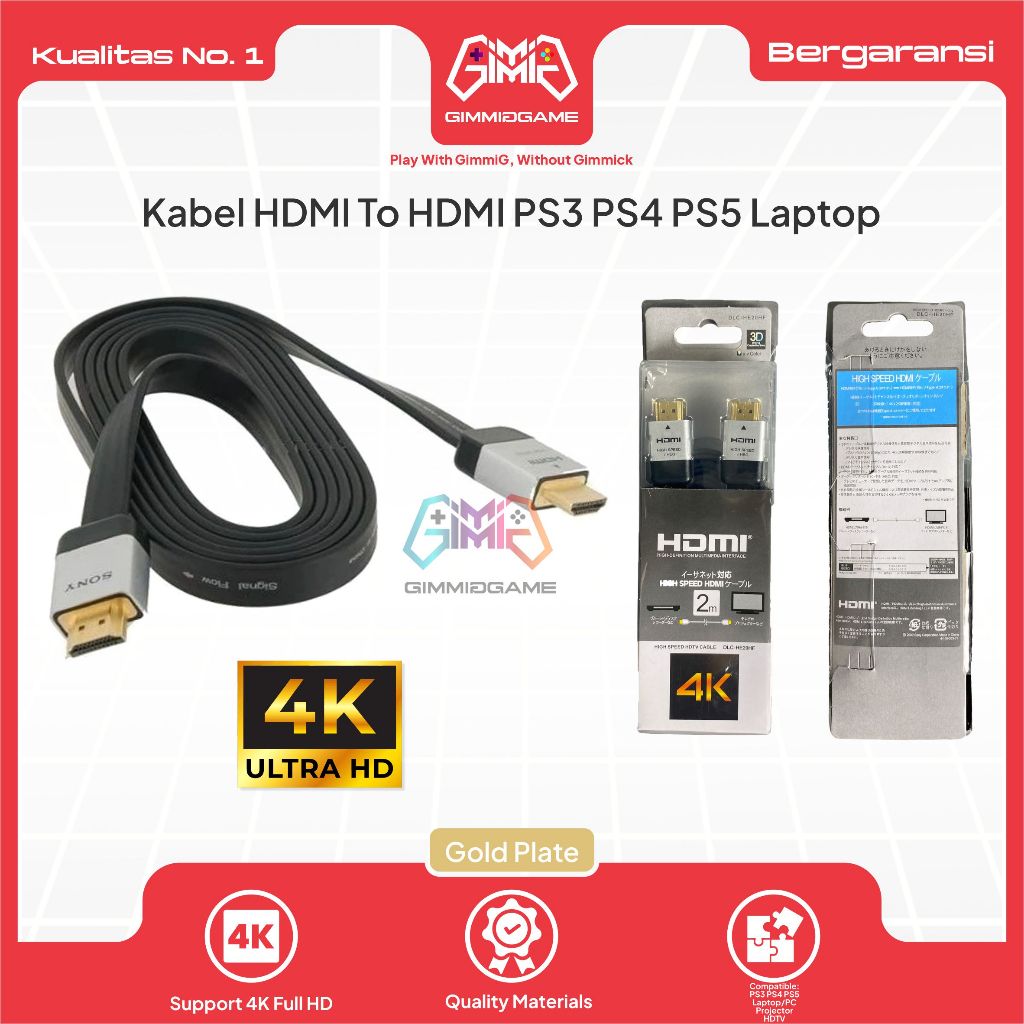 KABEL HDMI SONY - CABLE HDMI TO HDMI - GOLD PLATE
