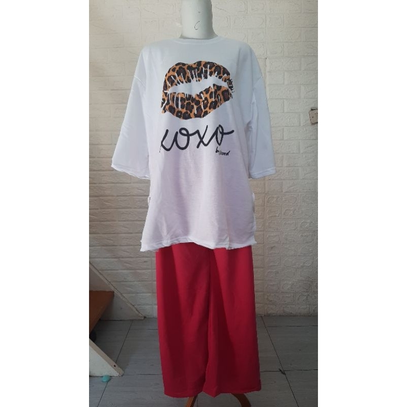 SETELAN CELANA FUCHIA PUTIH WANITA MURAH