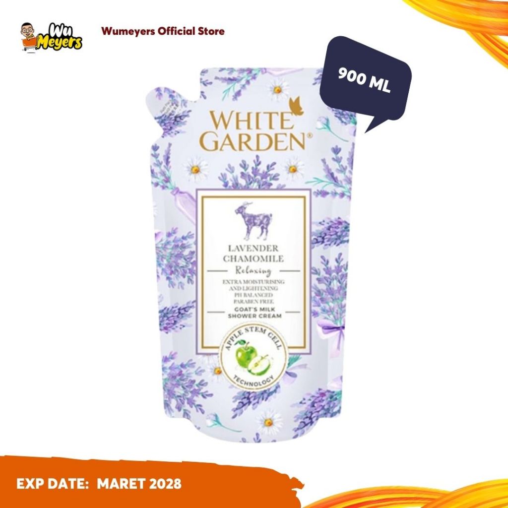 White Garden - Sabun Cair Lavender & Chamomile - Shower Cream Sabun Susu Kambing Refill 900ml
