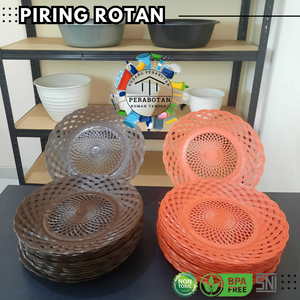 Piring Rotan Plastik | Piring Rotan Plastik Motif Anyaman | Piring Rotan Murah SNI BAHAN TEBAL
