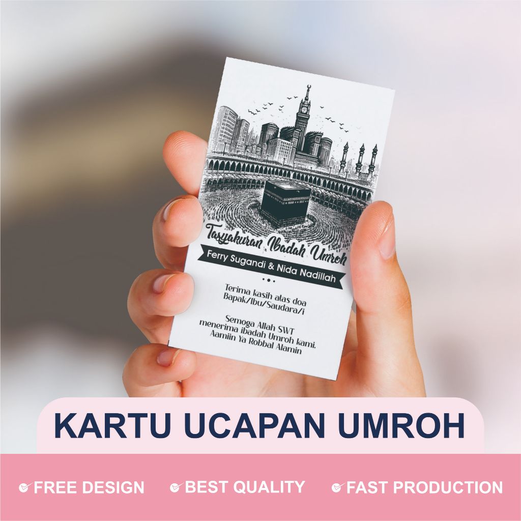 Kartu Ucapan Tasyakuran Umroh Premium - Kartu Souvenir Umroh Custom 003