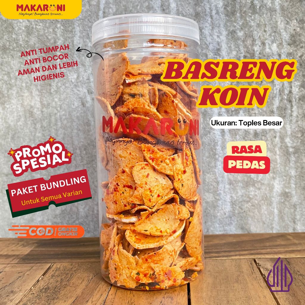 

Keripik Kripik Basreng Koin Original Asin Pedas Bakso Goreng